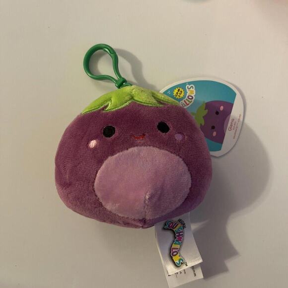 Squishmallows Other - NEW 3.5” Glena the Eggplant Squishmallow Keychain Clip-On!